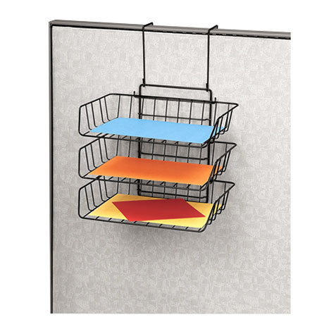 Fellowes Wire Partition Additions Triple Tray, Black
