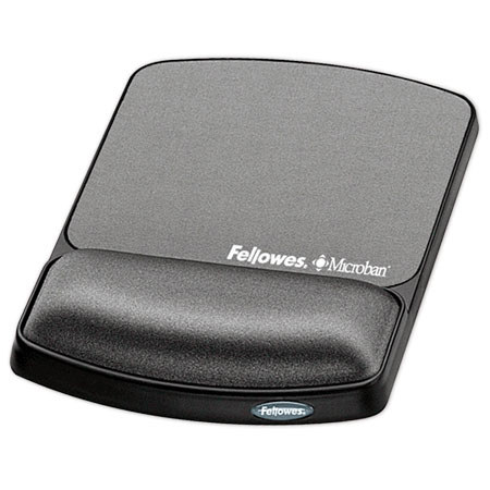 Fellowes Mouse Pad/Wrist Support with Microban Protection, Graphite