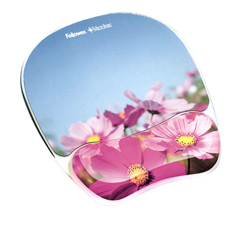 Fellowes Photo Gel Mouse Pad Wrist Rest, Pink Flowers