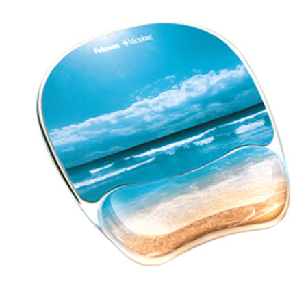 Fellowes Photo Gel Mouse Pad Wrist Rest, Sandy Beach