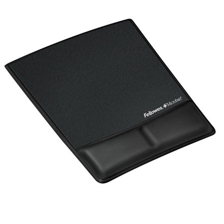 Fellowes Mouse Pad/Wrist Support with Microban Protection, Leatherette, Black