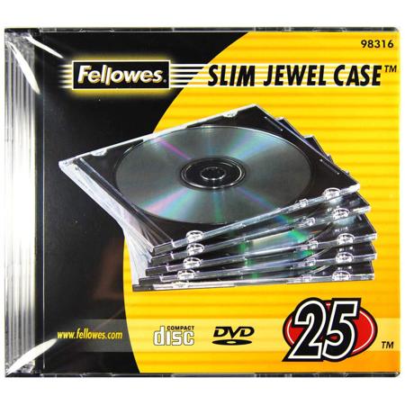 Fellowes NEATO Thin CD Jewel Case, Clear, 25 Pack