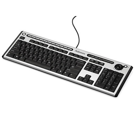 Fellowes Microban Slimline Keyboard, Black/Silver