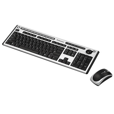 Fellowes Microban Slimline Cordless Combo Keyboard & Mouse, Silver/Black