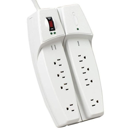 Fellowes 8-Outlet Split Surge Protector with Phone/Fax, 6 Feet Cord, White