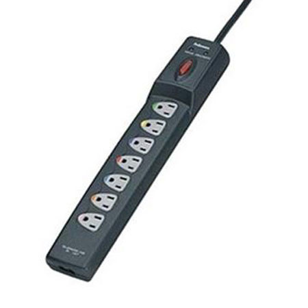 Fellowes 7-Outlet Power Guard Surge Protector with Phone/DSL, 6' Cord, Graphite