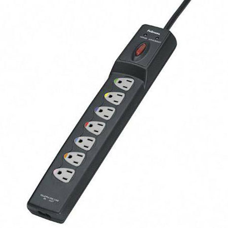 Fellowes 7-Outlet Power Guard Surge Protector with Phone/DSL, 12' Cord, Graphite
