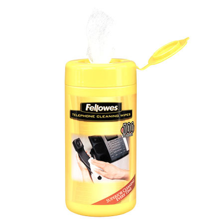 Fellowes Telephone Cleaning Wipes, 100 Pack, White