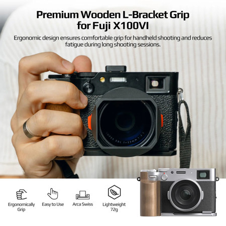 FREEWELL L Bracket for FUJI X100VI ブラック Freewell Wooden L-Bracket Handheld Grip for Fujifilm X100VI Camera