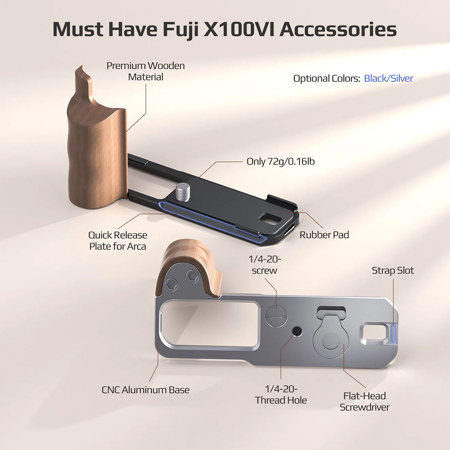 Freewell Wooden L-Bracket Handheld Grip for Fujifilm X100VI Camera