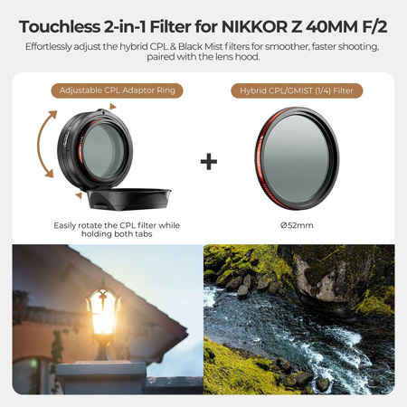 Freewell Real Lens Hood w/52mm CPL/GMIST 1/4 Filter for NIKKOR Z