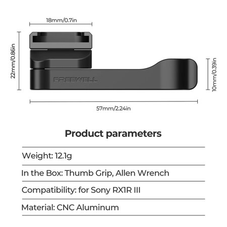 Freewell Thumb Grip with Cold Shoe Mount for Sony RX1R III Camera