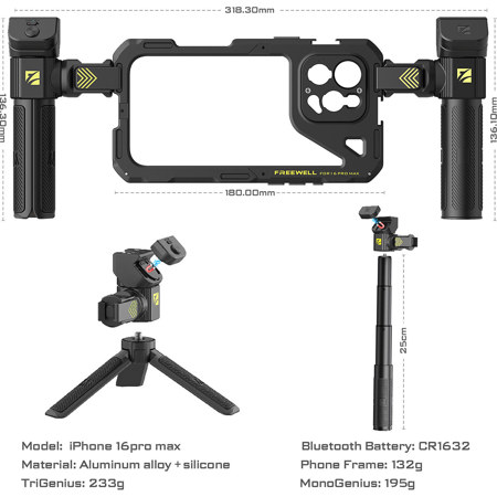 Freewell Genius Rig Kit iPhone 16 Pro用美品 Freewell Genius Rig Cage for iPhone 16 Pro Max FW-IP16PM-GVK