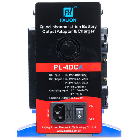 FX Lion PL-4DCA 24V Skypower Quad-Channel Gold Mount Li-Ion Battery Output Adapter and Charger
