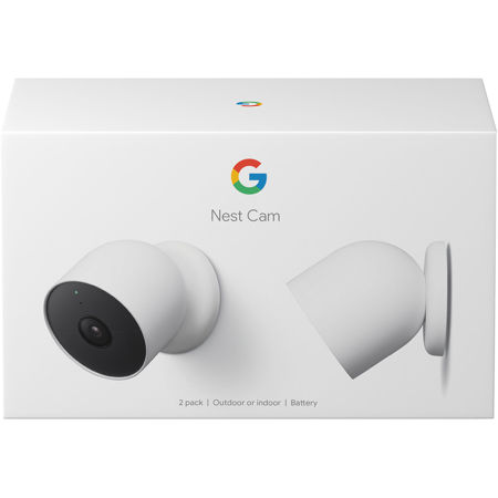 Google Nest Cam Indoor/Outdoor Camera, Battery, White, 2-Pack