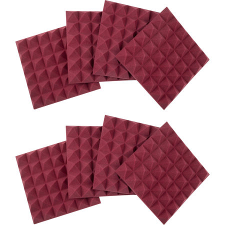 Gator Cases 12x12" Acoustic Pyramid Panel, Burgundy, 8-Pack