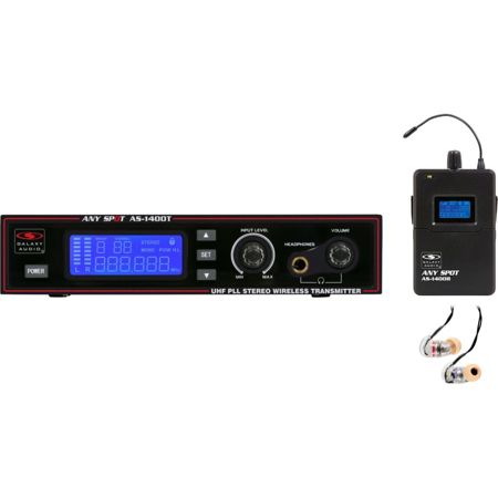 Galaxy Audio Any Spot AS-1406 Wireless Personal Monitor System, Includes AS-1400T Transmitter, AS-1400R Bodypack Receiver and EB6 Ear Buds, Frequency Code M: 516 to 558MHz