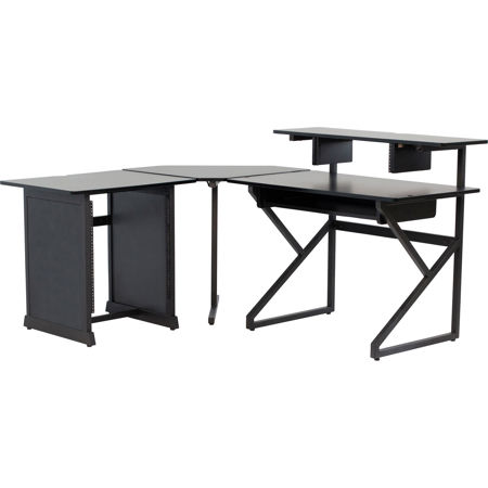 Gator Cases Content Creator Desk Set with Corner Section and 12U Rack Table, Black