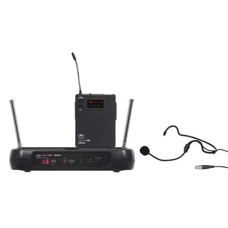 Galaxy Audio ECMR/52HS 16-Channel Wireless Headset System, D/584-607MHz, Includes ECMR Receiver, MBP52 Bodypack Transmitter, HS-U3BK Headset Microphone