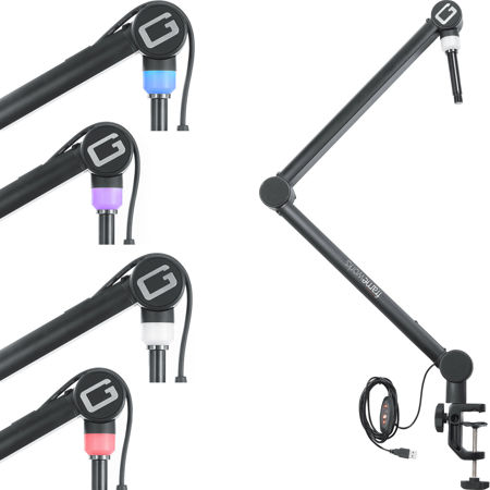 Gator Cases Professional Desktop Broadcast/Podcast Microphone Boom Stand with On-Air Indicator Light