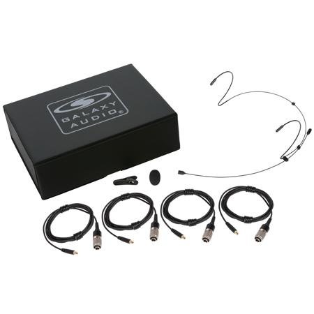 Galaxy Audio HSM4 Dual Ear Headset Mic with 4 Audio-Technica Gen 2 Cables, Black