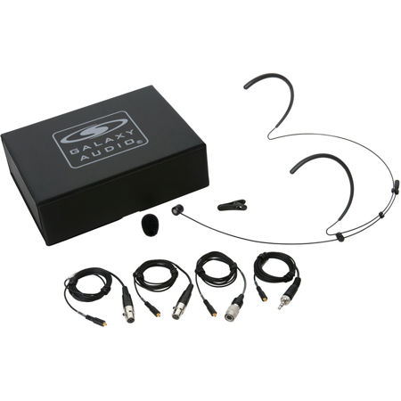 Galaxy Audio HSM8 Dual-Ear Unidirectional Headset Mic w/ 4x Mixed Cables, Black