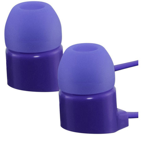 Gaiam Flat Wire Ear Buds with Microphone, Purple