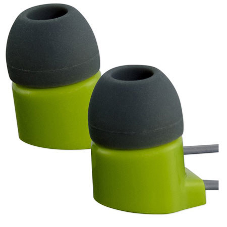 Gaiam Flat Wire Ear Buds with Microphone, Green