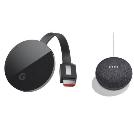 Google Chromecast Ultra, Black - With Google Home Mini, Charcoal