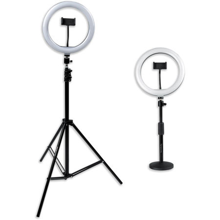 Gator Cases 10" LED Desktop Ring Light with Stand & Phone Holder, 2-Pack