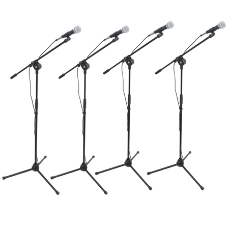 Galaxy Audio RT-66SXD Complete Handheld Dynamic Microphone and Stand Kit, 4-Pack