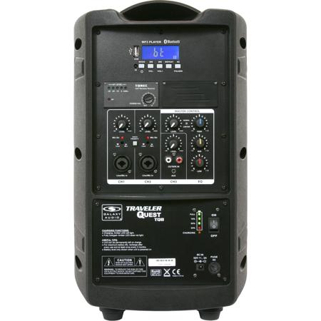 Galaxy Audio TQ8-24SSN Traveler Quest 8 Battery Powered PA Speaker System, Includes 2x TQREC Receivers, 2x TQMBP Body Pack Transmitter, 2x HS13-UBK Headset Mic