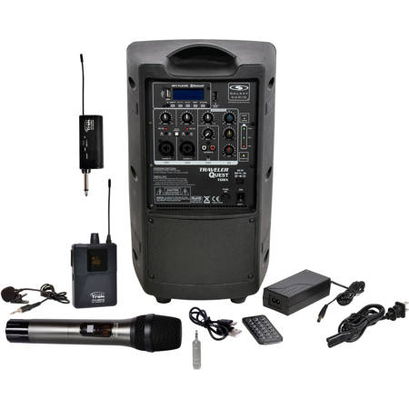 Galaxy Audio TQ8X 8" PA Speaker w/Trek GTU UHF HH & Lav Mic, A&B: 524.5-594.5MHz