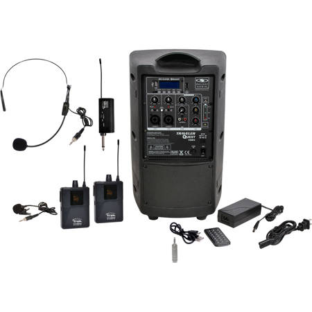 Galaxy Audio TQ8X 8" PA Speaker w/Trek GTU Headset & Lav Mic,B&A: 524.5-594.5MHz