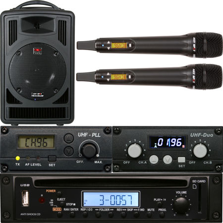 Galaxy Audio TV8 Speaker, 2-Ch Rx, 2x HH Mic, Audio Link Tx, CD&MP3, 520-544MHz