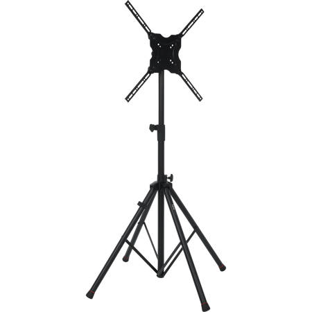 Gator Cases Deluxe Adjustable Quadpod A/V Stand with LiftEEZ Piston for 65" Displays, 72" Maximum Height, 100 Lbs Capacity, Black