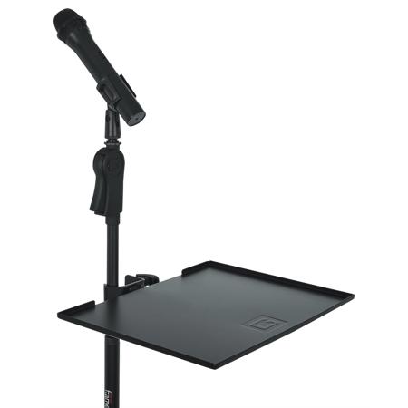 Gator Cases Large Microphone Stand Clamp-On Utility Shelf, 10 Lbs Capacity