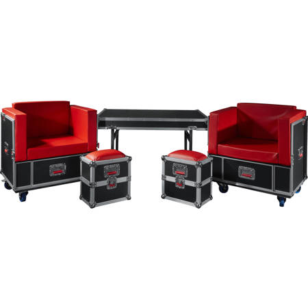 Gator Cases G-Tour Road Case Furniture Set, 2x Chairs, 2x Ottomans and Table