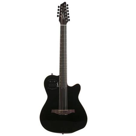 Godin A10 10-String Electro-Acoustic Guitar with Bag, Black Steel High Gloss