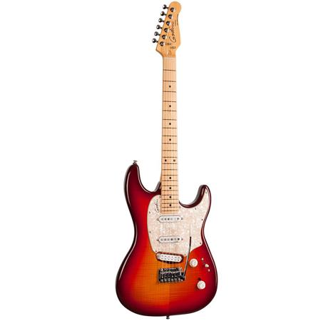 Godin Progression Plus Electric Guitar, Cherry Burst Flame MN