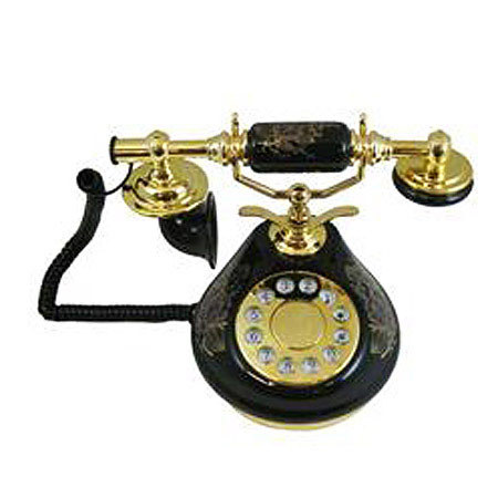 Golden Eagle Electronics 8809 Porcelain Phone, 7" Tall, Black