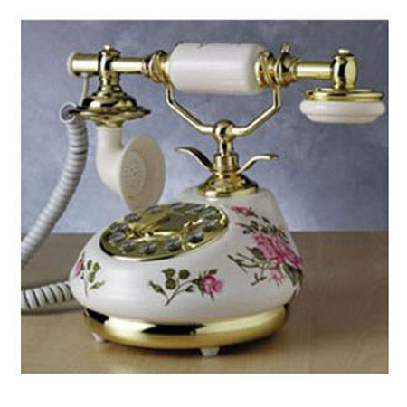 Golden Eagle Electronics 8917 Porcelain Phone, 7" Tall, Stem Rose Pink