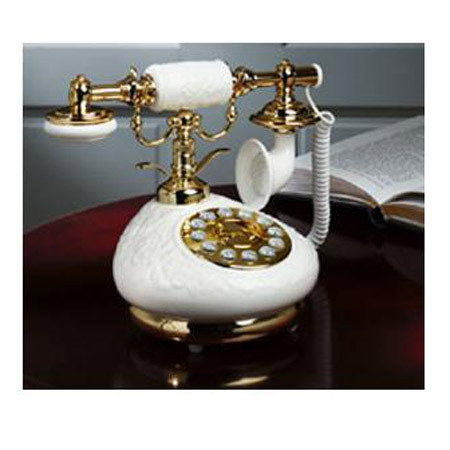 Golden Eagle Electronics 9002 Porcelain Phone, 7" Tall, White