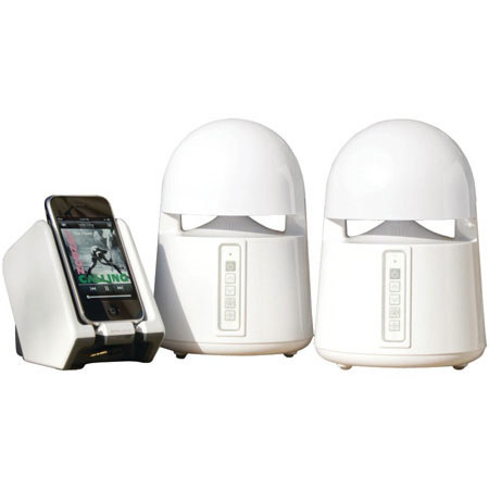 Grace Digital AQBLT300 Mini-Bullet II TX 2 Weatherproof Wireless Speakers, White