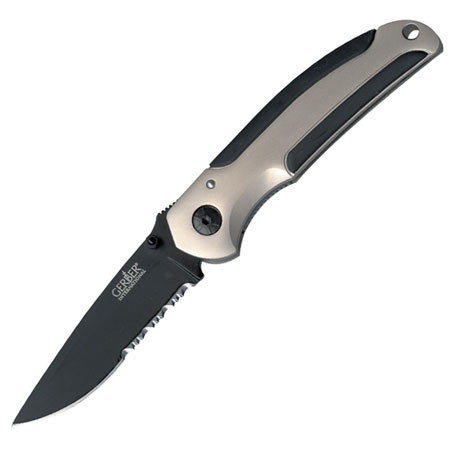 Gerber AR 3.0 Serrated Edge Drop Point Folding Knife, Black Blade