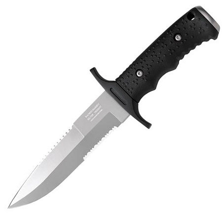 Gerber Trident Sheath Knife with Double Serration Edge, Silver