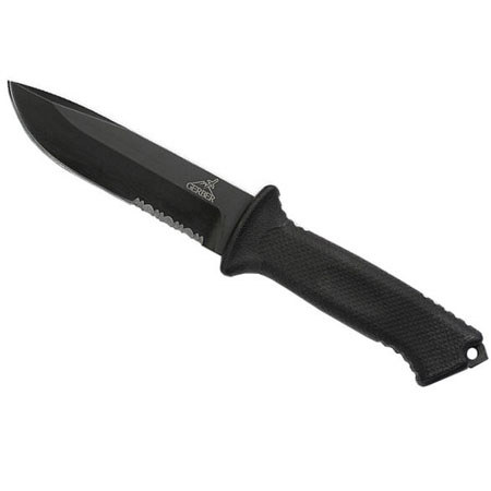 Gerber Prodigy Serrated Edge Knife, Fixed Black Blade