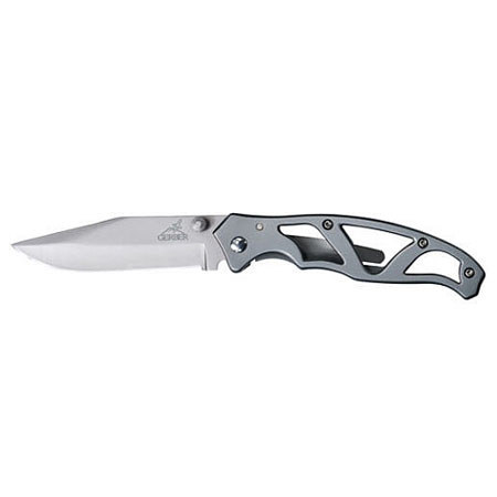 Gerber Paraframe I Satin Stainless Steel Folding Knife, Drop Point Fine Edge