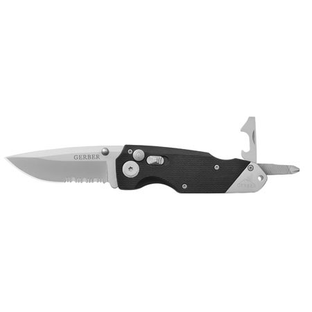 Gerber Obsidian, Serrated Edge Drop Point Satin Finish Folding Knife