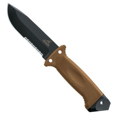 Gerber LMF II 10" Black Serrated Edge Survival Knife, Coyote Brown Handle
